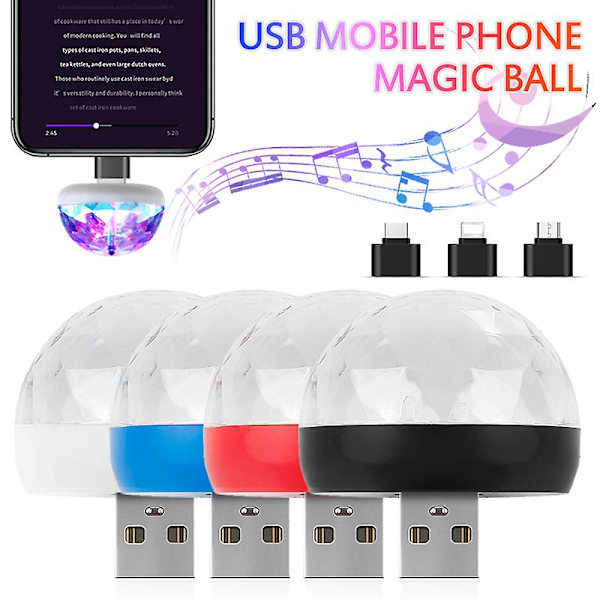 4 stk. USB Partylys Bil Atmosfærisk Lys Disco Lys Hot Field Jump DJ Discokugle Scene Lampe