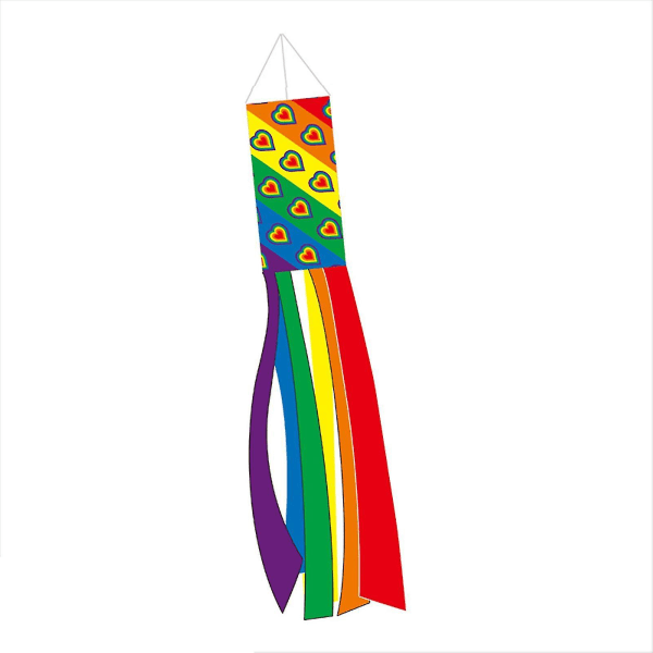 Rainbow Windsock Flag Outdoor Courtyard Silkkipainatuslippu Kestävä ja mielenkiintoinen