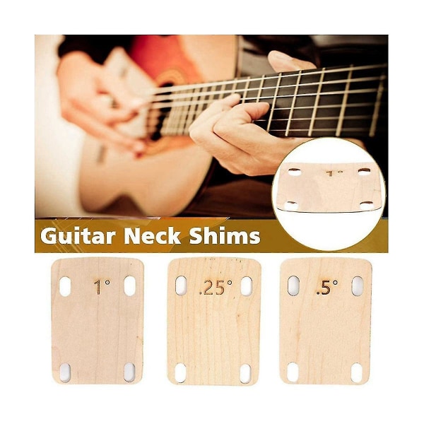 3 stk. Guitar Hals Shims Boltet Hals Plade Til Guitar Og Bas Reparation 0,25, 0,5 Og 1 Grad Guit