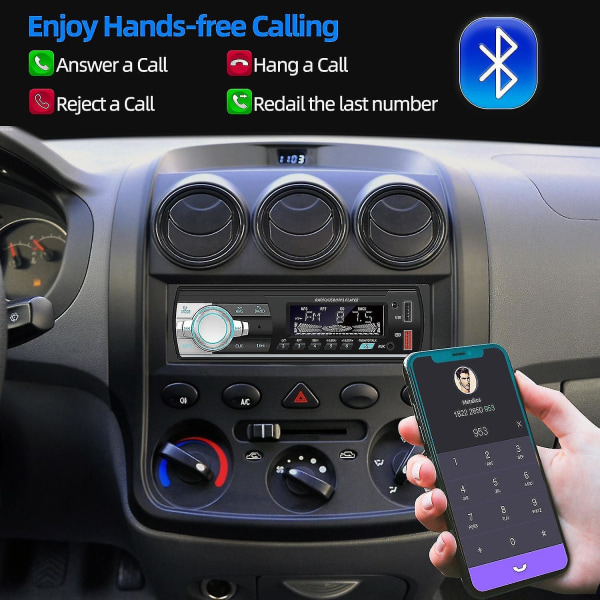 Bilstereo Mp3-spiller USB-lader Bilradio Subwoofer 1 Din Bil Bluetooth Mp3-spiller