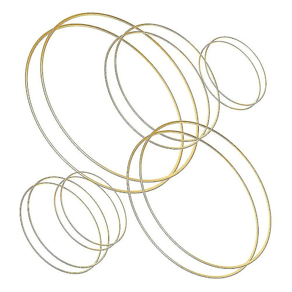 12 st 6 storlekar Guld Drömfångare Metallringar Bågar Krans Macrame Skapelser Ring För