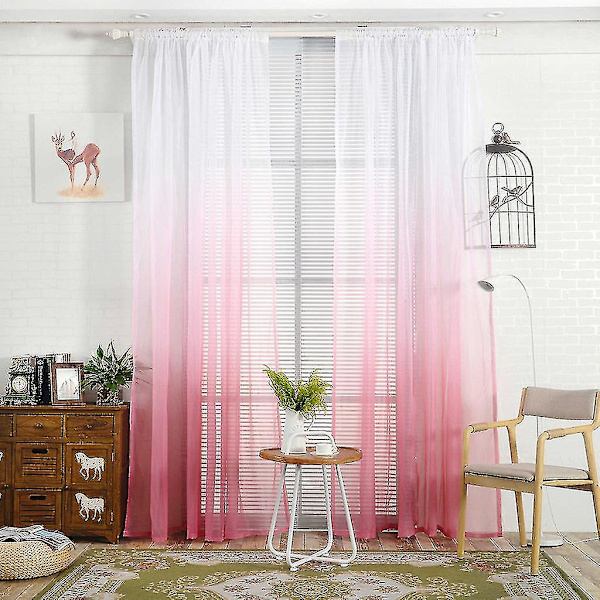Gradient Gardin Tulle Vindu Voile Drape Valance Glatt Panel Stoff