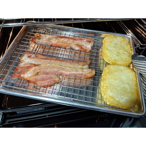 Ternet kokk kvart ark pande og stativ sæt.2215cm aluminium kage ark/bageplade pande med rustfrit stål ovn sikker køle stativ