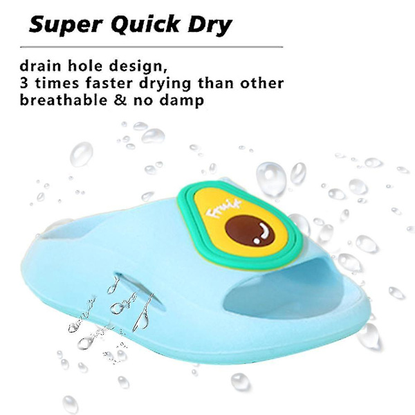 Pojkar Flickor Öppna Tå Sandaler Bekväma Dämpade Söta Tecknade Duschtofflor Inomhus & Utomhus sky blue