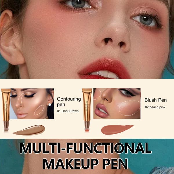Jaysuing Multifunktionel Makeupbørste, Contouring Flydende Contouring Blush, Highlighter Stick peach pink