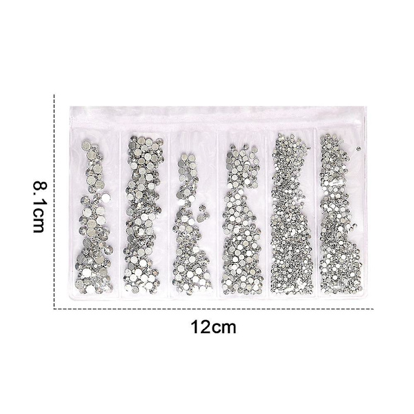 Krystal Rund Negleboremaskine Flad Bund Rhinestone - Mine Silvermake Up