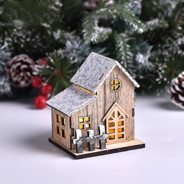 Black Friday 3 stk julehytte, glødende julelandsbyhuse, oplys træ julehus med led lys høj kvalitet