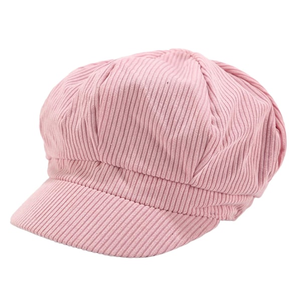 Visor Baretti Lakki Yksivärinen Retro Brittityyli Huippulaki 8 Paneelia Kylmänkestävä Korduroynainen Naisten Oktagoninen Sanomalehtimyyjä Cabbie light pink