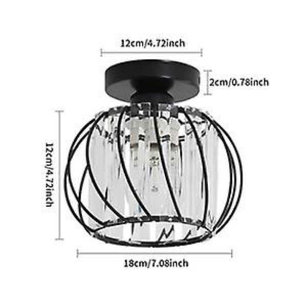 Krystall taklampe E27 LED taklampe Mini krystall lysekrone for kjøkken spisestue soverom gang inngang (svart)