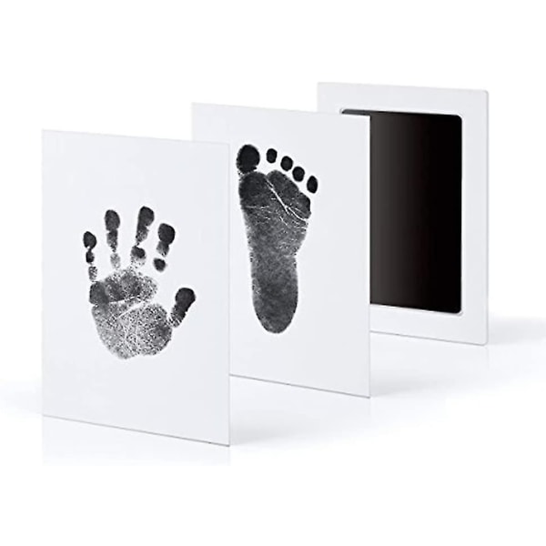 Smukt Baby Håndaftryk & Footprint Kit - Keepsake Baby Keepsake White Deco Frame Giftfri blæk - Wooden Deco Safe Akrylglas - Fantastisk gave til