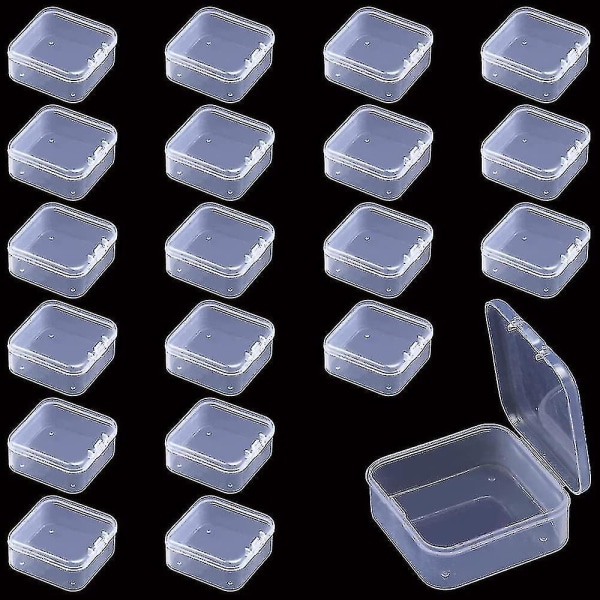 20 stycken Små genomskinliga plastlådor Plastlådor med fyrkantigt lock Mini klar plastbox Små plastbehållare för pärlor, smycken, piller Gratis frakt
