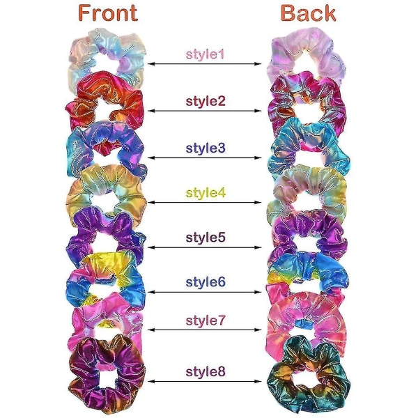 16 stk Hår Scrunchies Skinnende Metallic Slips Hår Sløyfe Elastikk Hestehaleholder