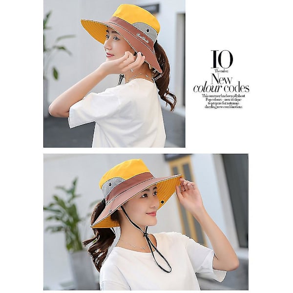 Vandreture Hat Ponytail Fisker Stil Åndbar Bjerg Cap Til Forældre UV Beskyttelse Sommer Kvinders Udendørs Sol Visir yellow 52-54cm