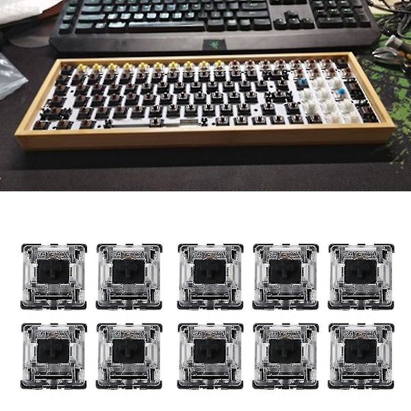 10 stk. mekanisk tastatur Mx 3 Pin sort switch gennemsigtig kasse