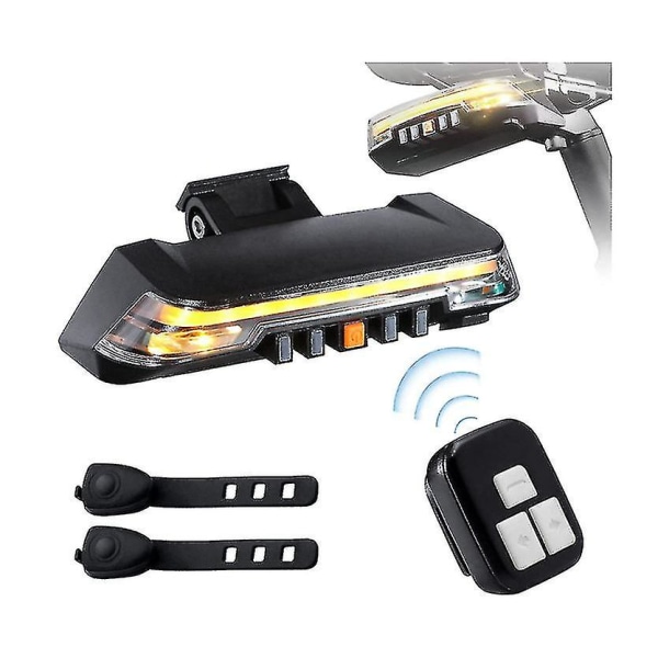 Cykelbakljus Blinkers med trådlös fjärrkontroll, USB uppladdningsbar vattentät LED-cykelbaklykta med 8 fasta/blinkande
