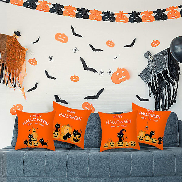 Halloween pudebetræk dekoration heksehat pude pude 4stk