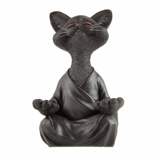 Buddha Cat Patsas Meditaatio Jooga Keräily Meditaatio Viiksikissa Lahja Kissan ystäville, Meditaatio Koriste 12,5 cm