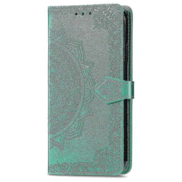 Oneplus Nord N100 veske Lær lommebokdeksel Emboss Mandala Magnetic Flip Protection Støtsikker - Grønn
