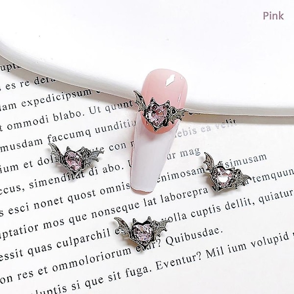 5 stk krystall rhinestone spikerdekorasjon Halloween flaggermus spiker charms dekor Pink