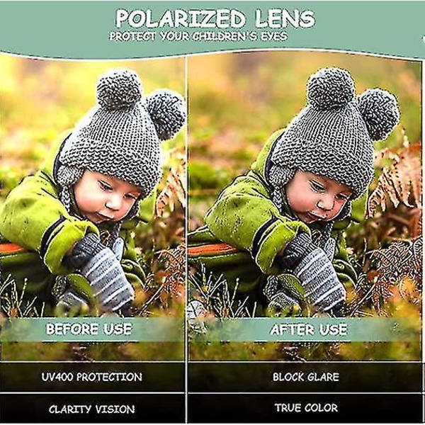 Fleksible polariserede babysolbriller UV-beskyttelse med justerbare stropper til babypiger 0-3 år (pink)