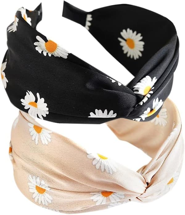 2PCS Kvinners Hår Hodebånd Boho Hodebånd med Slips Knute Hår Sjal Hår Tilbehør Sklisikker Stoff He