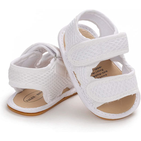 Baby Pojkar Flickor Sommar Sandaler Mjuk Sula Canvas Stängd Tå Småbarn Spädbarn Utomhus Promenadskor f white 12-18 months toddler