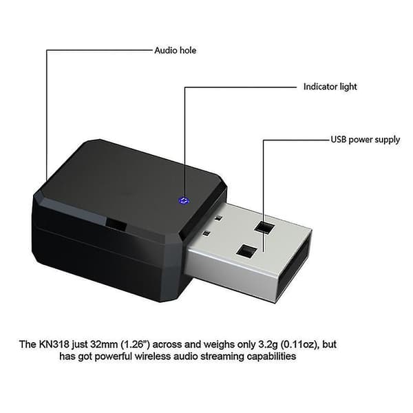 2-i-1 Dual Adapter Bluetooth for Sender og Mottaker TV