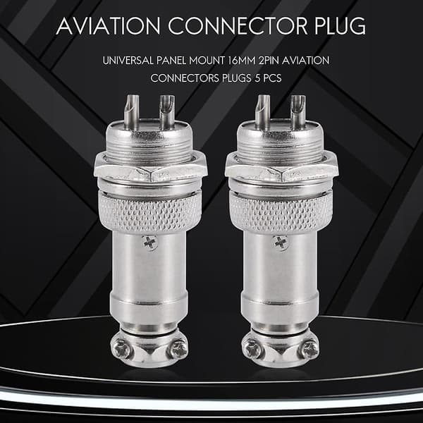 Universal Panelmonterede 16mm 2-polet Aviation Stikkontakter 5 stk