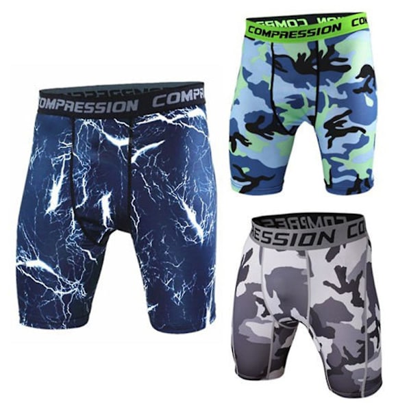 Kompresjonshorts for menn 3D-trykk kamuflasje bodybuilding tights korte menn trenings shorts