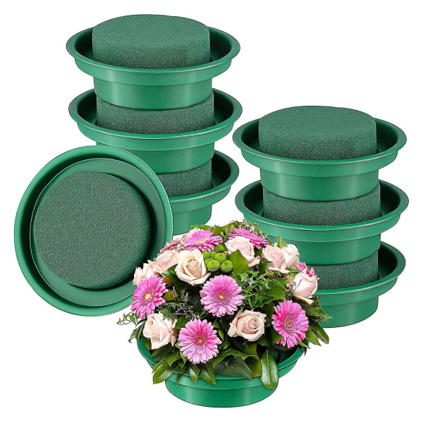 8 Pack Floral Foam Round Bowls Diy Flower Arrangement Kit Green Round Wet Floral Foam Blocks For We