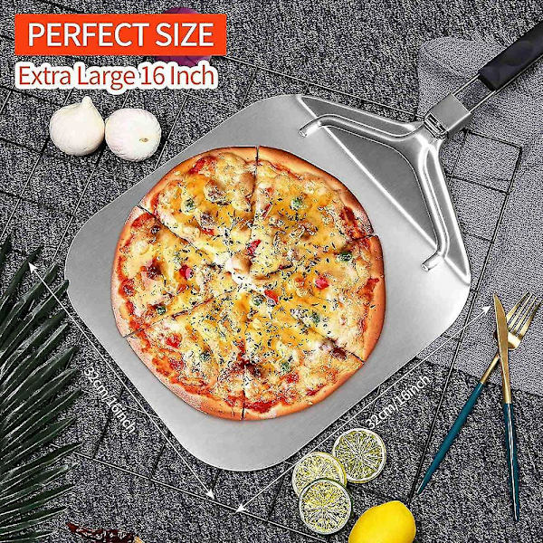 Hopfällbar aluminium pizzaskal för pizzasten, professionell pizzaskal för hemmet för att baka pizza och