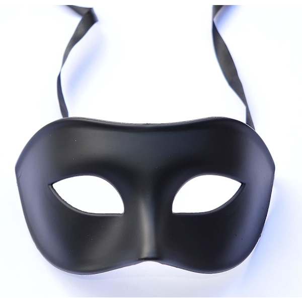 2* Men's Mask Black Matte Classic Style Venetian Mask, Masquerade, Burlesque Ball Party (black One Size)