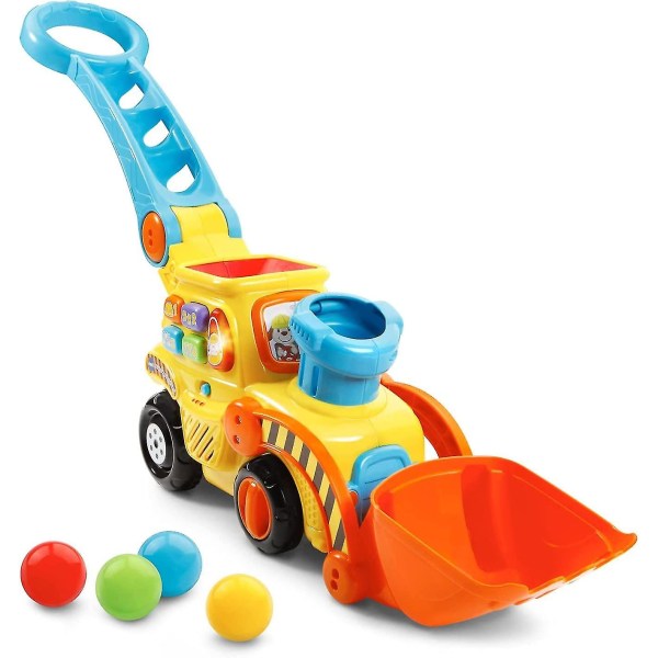 Pop-a-balls Push & Pop Bulldozer,yellow