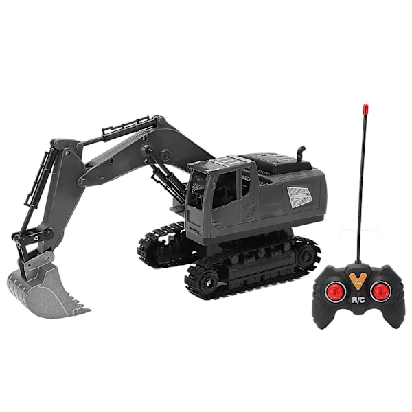 1/20 Metalli RC-kaivinkone 5 kanavalla, 2,4 GHz:n kaukosäätimellä, sähkövalolla ja pyörivällä varrella - Musta Harmaa