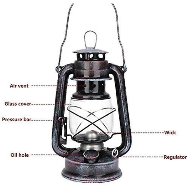 Retro fotogenlampa, mysig trädgårdslykta med justerbar lykta kreativ svart 24,5 cm hög