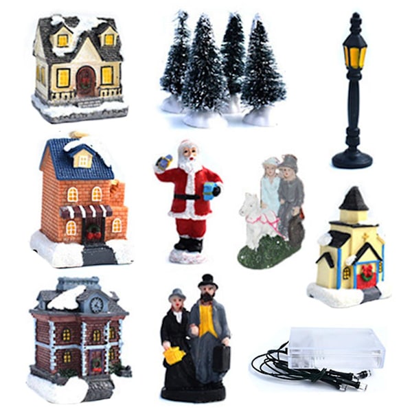 10 st julscen by belysning hus set jul belysning prydnad
