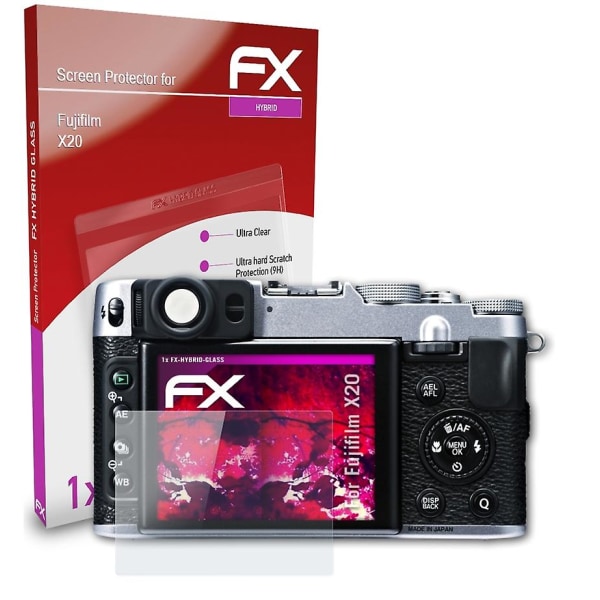 atFoliX Panzerfolie kompatibel mit Fujifilm X20 Glasfolie 9H Schutzpanzer