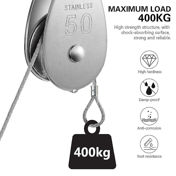 M50 Inox Yksipyöräinen Kääntyvä Talja 400kg Hopea