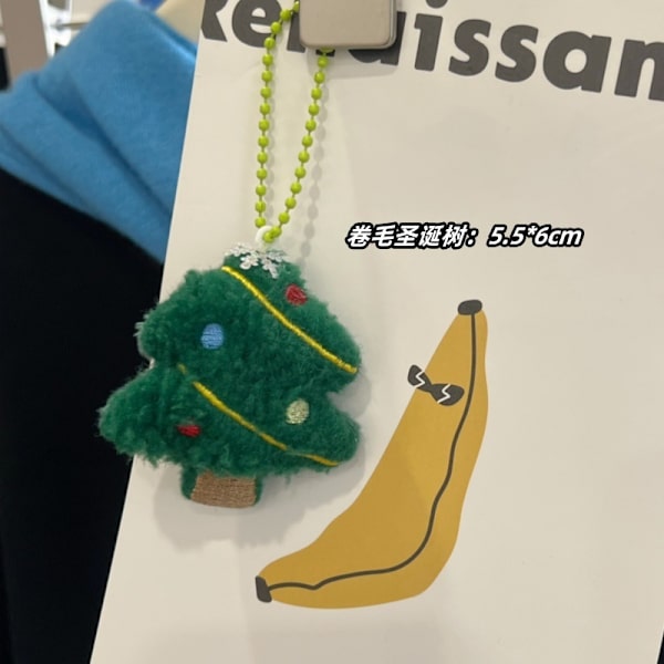 Tegneserie Plys Juledukke Doll Vedhæng Julemand Elg Snemand Nøglering Skoletaske Dekoration Vedhæng curly christmas tree bead chain