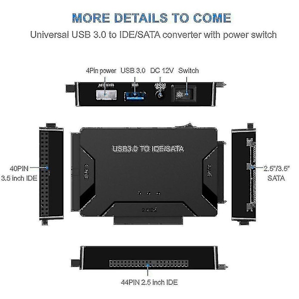 Zilkee Ultra Recovery Converter Usb3.0 Til Sata/ide Harddisk-kabel Diskadapter Eu-plugg