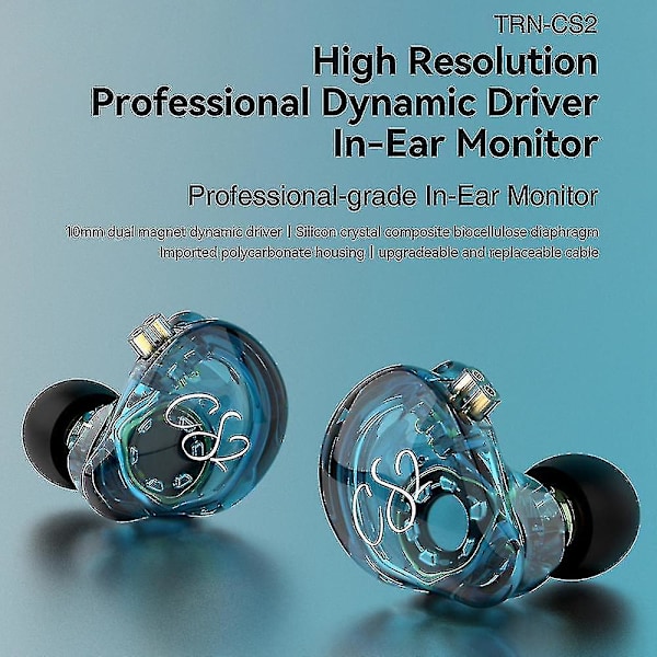 Waner Cs2 Högkvalitativa trådbundna hörlurar In-ear 1dd dynamiska Hifi-subwoofer-hörlurar med brusreducering för löpning Svart