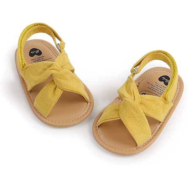 Spædbarn Baby Piger Sommersandaler Med Blomst Blød Sål Nyfødt Toddler Første Walker Krybbe Kjole Sko 10 yellow 6-12 months infant