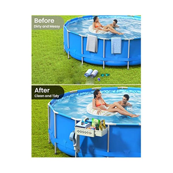 2 set poolside förvaringskorg, ovan mark pool förvaringskorg med pool mugghållare, för ovan mark