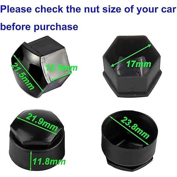 20 stk 17mm Høy Kvalitet Bolte- og Mutterdeksler (4 stk Låsehette + 16 stk Vanlig Hette), Sekskantet Beskyttelseshette