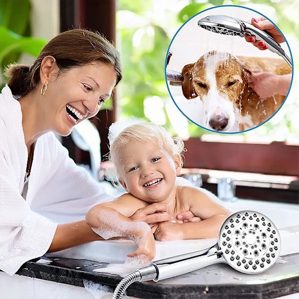 Hånddusj med slangeholder, Per hode med pausefunksjon