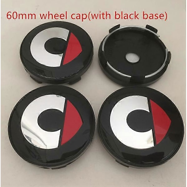 4 stk. 56mm 60mm Smart Car Hjul Center Cap Badge Hub Dæksler Emblem Sticker til Fortwo Forfour Roadster Forjeremy Forspeed Forstar 60mm red cap 2