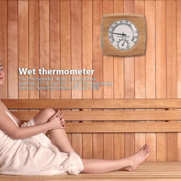 Termometer/hygrometer, innvendig tre 2-i-1 for badstue Badstue Termo-hygrometer termometer