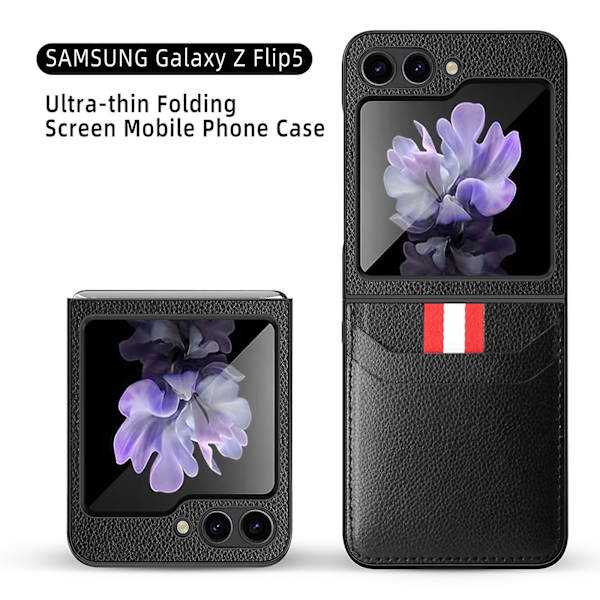Plånboksfodral Kompatibel Med Samsung Galaxy Z Flip 5, Halkfri Matt PU Läder Skyddande Skal Med Kortfack