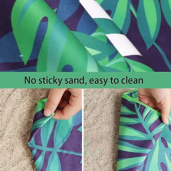 Mikrofiber strandhåndkle, 160x80 cm lett, sandbestandig, hurtigtørkende - flott piknikteppe