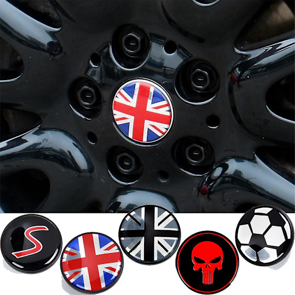 4 stk 56mm Dekksenterdeksler Klistremerker Navkapsler For Mini Cooper S JCW One+R55 R56 R60 R61 F54 F55 F56 F60 Clubman Countryman b 56mm